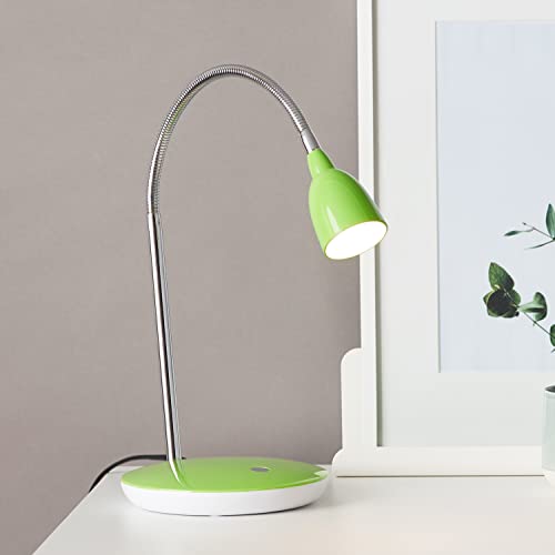 Brilliant Lampada da scrivania a LED di base – Lampada da tavolo funzionale con braccio flessibile e interruttore a pressione sulla base per camera dei bambini o dei ragazzi in plastica/metallo, in