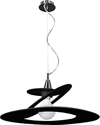 PADANA LAMPADARI Sospensione, Lampadario moderno Planet-arium alluminio tagliato laser col. nero, design originale, minimal, industriale, 1xE27 LED per cucina, camera, soggiorno, sala. Diametro 50cm.