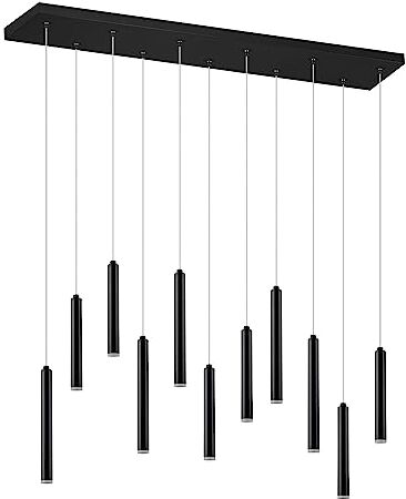 Trio , Sospensione, Tubular incl. 11 x LED,SMD,2,8 Watt,3000K,350 Lm. Plastica, Bianco, Finitura: Metallo, nero opaco L:115,0cm, L:15,0cm, A:150,0cm Dimmerabile tramite interrutto,IP20,