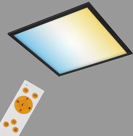 Briloner Leuchten Pannello LED dimmerabile, lampada da soffitto con telecomando, 24 Watt, 2400 lumen, bianco e nero, 44,5 x 44,5 cm