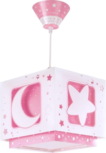 Dalber Lampadario"Luna", per bambini, Colore Rosa, lampadina a incandescenza, plastica