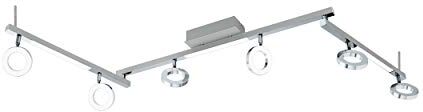 Eglo Cardillo Lampada da soffitto a LED, plafoniera a 6 luci, faretto da soffitto in alluminio, metallo e plastica, lampada da soggiorno cromata, lampada da corridoio a LED bianco caldo