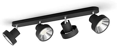 Philips LED Faretto Bukko, 4 Punti Luce, LED SceneSwitch, Metallo Nero