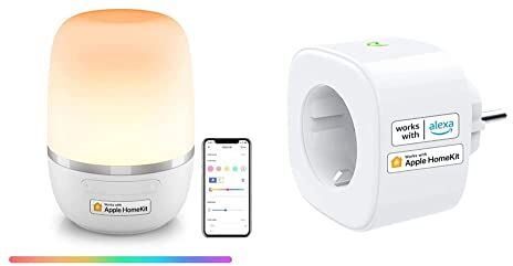 meross Smart Lampada da Comodino a LED Intelligente, Compatibile con HomeKit, Alexa, Google e SmartThings & Presa Intelligente Wi-Fi Plug Spina Intelligente, Compatibile con Apple HomeKit