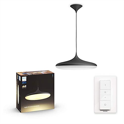 Philips White Ambiance Cher, Lampada a Sospensione Smart, Bluetooh, LED Integrato, 39 W, Nero, Telecomando Dimmer Switch Incluso