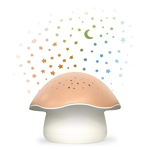 Pabobo Proiettore musicale cielo stellato con sensore di rumore e pianto per bambini fungo 0+