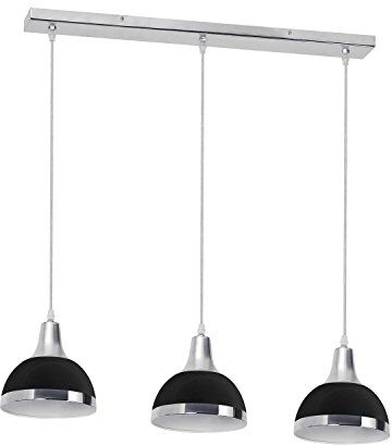 PREMIER Housewares Lampada a Sospensione, 3 Coprilume, Nero e Cromato