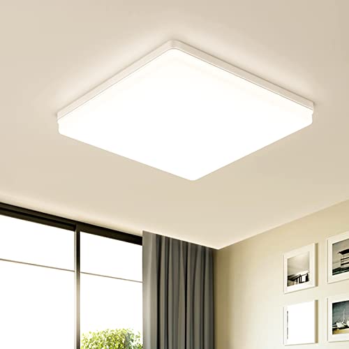 Eagle Plafoniera Led Soffitto Quadrata 48W Moderni Luce 3000K 4800LM IP44 Lampada per Bagno Cucina Camera da Letto Sala Soggiorno Corridoio Ufficio Cantina Ø30CM