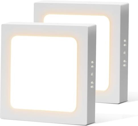 Aigostar Plafoniera LED, 12W Equivalente a 120W, alta luminosità, IP20 940LM, Lampada da Soffitto per Bagno Cucina Corridoio e Balcone, Plafoniera dritta 3000K Luce Bianca Calda, D173*H35mm,2 Pcs