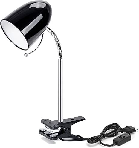 Aigostar Lampada da Lettura con Pinza, Lampada da Scrivania Vintage con Clip,Compatibile con LED Lampadinea a Modello E27,Max. 11W,Lampadina non Inclusa,Con Metallo Braccio Regolabile e Cavo,Nero