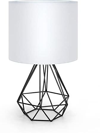 Aigostar Lampada da Tavolo in Stile Industriale Retrò, Portalampada con Attacco Piccolo E14, Lampada Comodino con Base in Metallo e Paralume Bianco, Perfetto per Decorare Qualsiasi Stanza