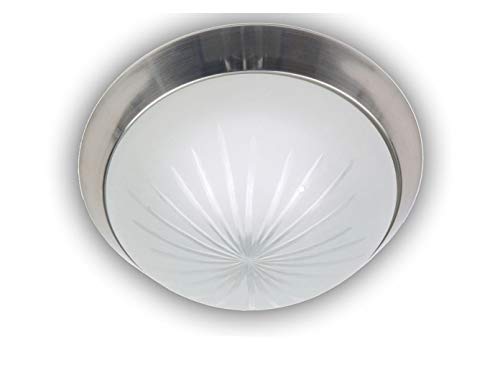 Niermann Standby a + +, lampada da soffitto – Taglio Vetro – Parete Anello in nichel opaco, LED, satinato, Satinato, 40 x 40 x 13 cm