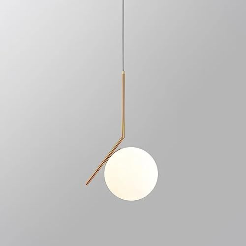 Partenopea ® Lampadario a sospensione lampada moderna da soffitto con corpo in metallo color bronzo e sfera in vetro attacco per lampadina G9 (Sfera 15 cm, lampadina esclusa)