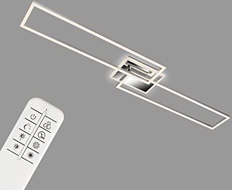 Briloner Plafoniera LED, Lampada da Soffitto Dimmerabile, Incl telecomando, Incl Controllo Temperatura Colore, Include funzione Luce Notturna e Timer, Cromo-Alluminio, 1100 x 248 x 80 mm (LxWxH)