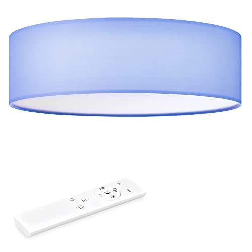 Navaris Plafoniera LED Soffitto 22W Rotonda Ø 40 cm Lampadario Camera da Letto e Soggiorno in Tessuto con Telecomando per Controllo Temperatura Colore Azzurro