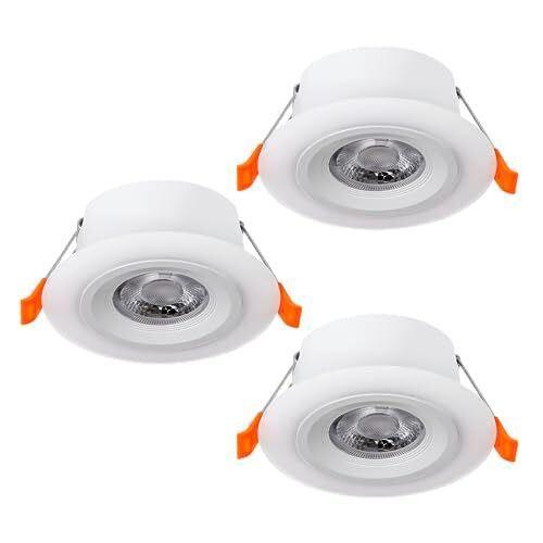 Eglo Calonge Set di 3 faretti a LED da incasso, punto luce con plafoniera rotonda, illuminazione per controsoffitto, faretto da soffitto in plastica, bianco, diametro 7 cm