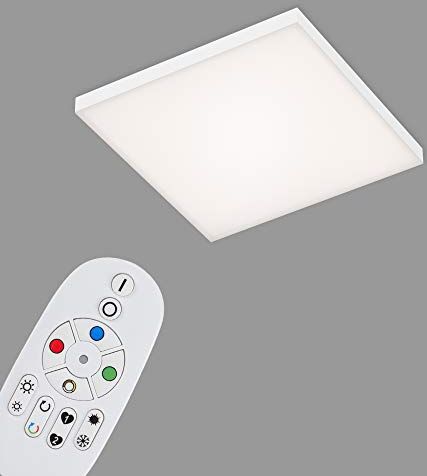 Briloner Leuchten Pannello a LED, lampada a soffitto a LED dimmerabile, senza cornice, controllo della temperatura di colore, RGB, incl. telecomando, 16 Watt, 1.800 Lumen, bianco, 295x295x57mm