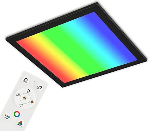 Briloner Leuchten Plafoniera ultra piatta RGB CCT, pannello LED, temperatura di colore regolabile, cambia colore, dimmerabile, telecomando, nero, 29,5 x 29,5 cm