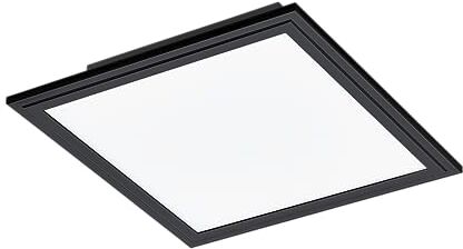 Eglo Salobrena 1 Pannello LED, plafoniera quadrata, in plastica bianca e metallo nero, plafoniera per ufficio, corridoio e cucina, luce bianca neutra, 30 x 30 cm