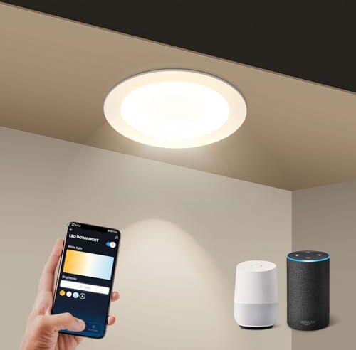 Aigostar Faretti LED da Incasso Intelligenti ultrasottili, 6W. Compatibile con Alexa e Google. Luce dimmerabile da 3000-6500K. Controllo Vocale, Controllo Wi-Fi Wireless. [Classe energetica A +]