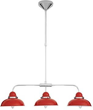 PREMIER Housewares Lampada a Sospensione, 3 Coprilume, Rosso e Cromato, cromo/acciaio inossidabile