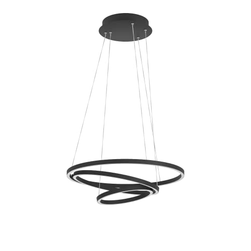 Eglo connect.z Smart-Home LED a sospensione Lobinero-Z, lampada con anello dimmerabile, ZigBee, app e controllo vocale Alexa, colore luce regolabile (bianco caldo-freddo), metallo in nero