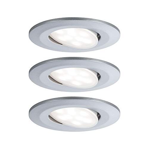 Paulmann Lampada LED Calla tonda set da 3 incl. 3x6W IP65 faretto da incasso cromo opaco luce per armadi plastica 4000 K fest verbaut, 16.5 W, 3 pezzi