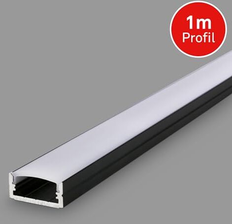 Briloner Pimp your Stripe Profili in alluminio per strisce LED, diffusori, autoadesivi, senza foratura, accessori striscia LED, striscia luminosa, gioco, 1 metro, bianco-nero