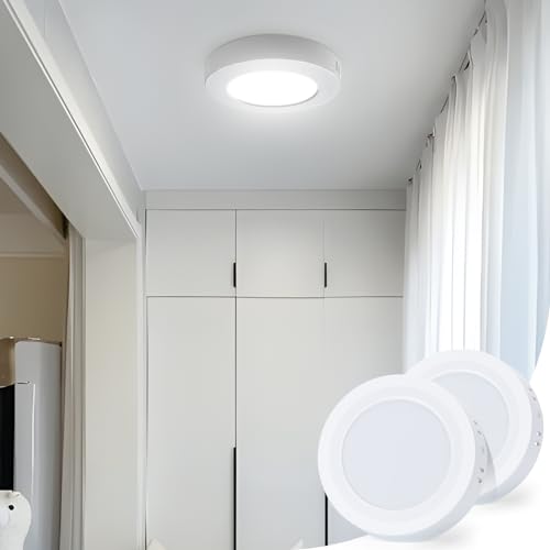 Aigostar Lampada da Soffitto LED Bagno, 6W Equivalente a 51W, Plafoniera LED Soffitto 620LM 6500K Luce bianca fredda, Plafoniera dritta led per Soggiorno Sala da Pranzo, Ø12.3cm, 2 Confezioni