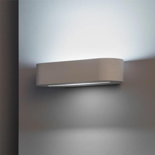 Eurekaled Applique in Gesso Ceramico Semiovale schiacciato Attacco R7S Luce Diffusa ideale come Lampada da muro Camera da Letto Applique Verniciabile design Moderno