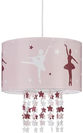 Relaxdays Lampadario da soffitto per bambina lampada a sospensione da bambini con ballerina stelle mobili cameretta rosa