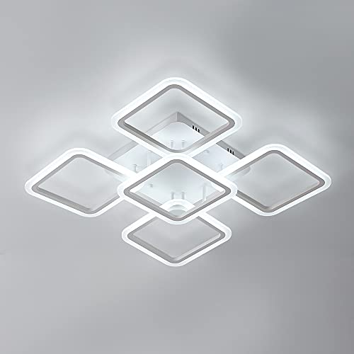 Osairous Lampadario Soffitto LED,  in Acrilico, 90W Lampada da soffitto Moderno Paralume Quadrato per Soggiorno Camera da Letto Bianco Freddo 6500K, 8240lm