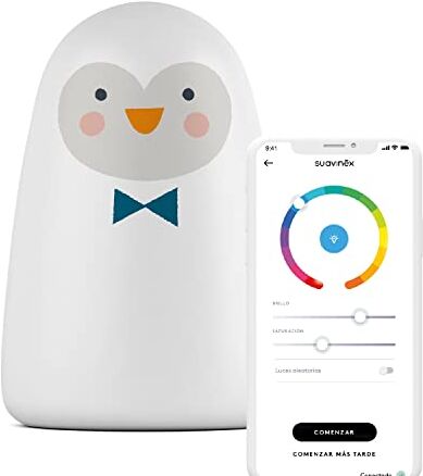 Suavinex Luce Notturna Bambini Smart Pinguino, Bianco