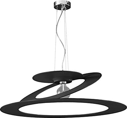 PADANA LAMPADARI Sospensione, Lampadario moderno Planet-arium alluminio tagliato laser col. nero, design originale, minimal, industriale, 1xE27 LED per cucina, camera, soggiorno, sala. Diametro 70cm.