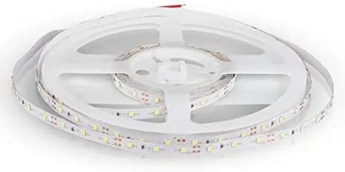 V-TAC Striscia Led da Interno SMD 3528 4,2W 5 Metri Adesiva per Casa, Cucina, Camera, Ambienti Interni Luce Bianca Fredda 6500k Strisce Alta Luminosità Alimentata 12V