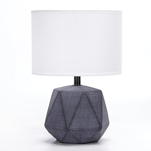 Aigostar Lampada da Tavolo in Ceramica, Moderna Lampada da Comodino con Paralume in Tessuto, Attacco E14, max.40W, Abat Jour da Comodino per Camera da Letto, Soggiorno (senza Lampadina) H29cm