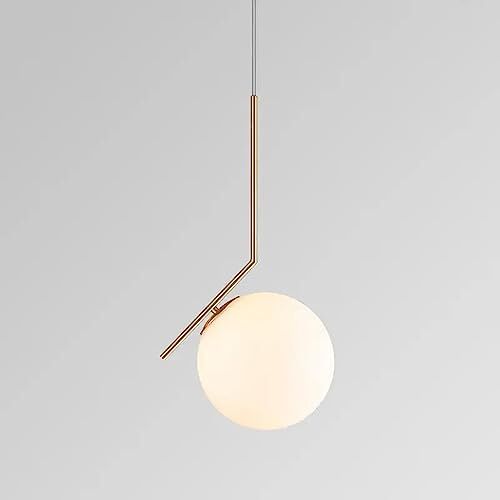 Partenopea ® Lampadario a sospensione lampada moderna da soffitto con corpo in metallo color bronzo e sfera in vetro attacco per lampadina G9 (Sfera 20 cm, lampadina esclusa)