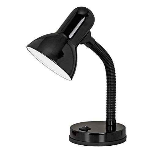 Eglo Basic lampada da tavolo, lampada da tavolo a 1 fiamma, lampada da tavolo in acciaio e plastica, colore: nero, attacco: E27