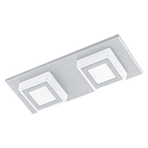 Eglo LED lampada da soffitto Masiano, illuminazione a 2 luci da soggiorno in alluminio e plastica, lampada da corridoio, illuminante bianco caldo