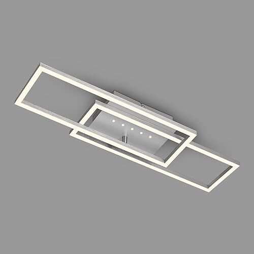 Briloner Plafoniera LED, luce bianca calda, plafoniera orientabile, lampada LED color alluminio, lampada da salotto da 28W con funzione di memoria, 560x180x75 mm (LxLxA)