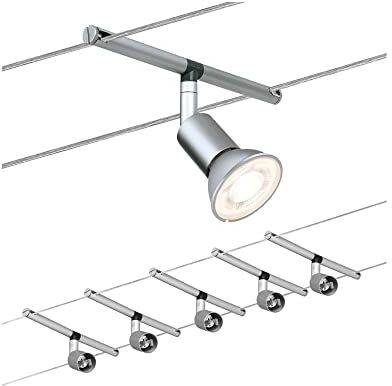 Paulmann sistema di cavi per faretti, set estensibile, 94145, Sice Salt, massimo 5 pezzi da 10 W l’uno, cromato, opaco, lampada da soffitto, senza lampadina