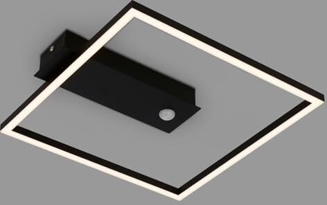 Briloner Lampada da soffitto a LED Frame, lampada da soffitto a LED con luce bianca calda, lampada con sensore, lampada per soggiorno, lampada per camera da letto, 320x300x50 mm (LxPxH), nero