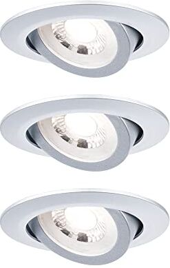 Paulmann LED Fisso -Faretto Incasso a 3 Step, orientabile, 82 mm, 70°, 3 x 6 W, 3 x 550 lm, 230 V, 3000 K, Cromato, Rotondo, dimmerabile, in plastica, Cromo Opaco