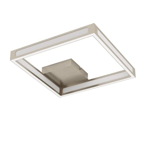 Eglo Led plafoniera Altaflor, lampada da soffitto, minimalista, illuminazione da soggiorno o cucina, in metallo, nichel opaco e plastica, L x L 31,5 cm