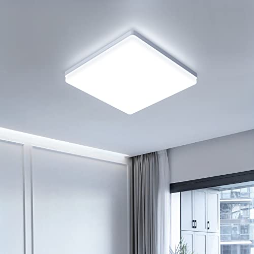 Eagle Lampada da Soffitto 24W 6500K Plafoniera LED Quadrata 2400LM IP44 Impermeabile Plafoniere per Bagno Cucina Camera da Letto Corridoio Soggiorno 18cm