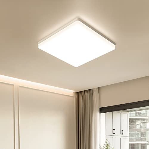 Eagle Lampada da Soffitto 24W 3000K Plafoniera LED Quadrata 2400LM IP44 Impermeabile Plafoniere per Bagno Cucina Camera da Letto Corridoio Soggiorno 18cm