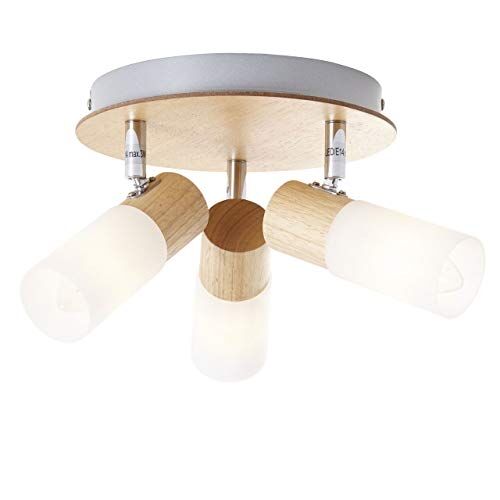 Brilliant lampada Babsan Spotrondell 3flg legno chiaro/bianco   3x C35, E14, 3.5W, adatto per lampade a candela (non incluse)   Scala da A ++ a E   Testa orientabile