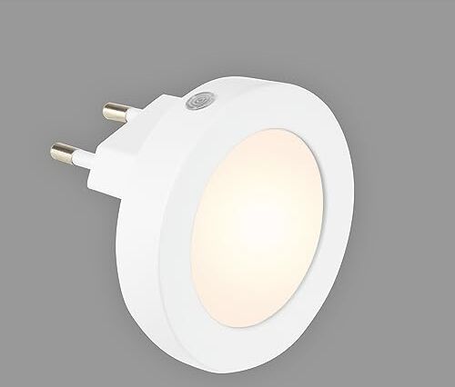 BRILONER Presa di Luce Notturna a LED, Lampada a Presa con Sensore di Luce per La Camera Dei Bambini e il Corridoio, Lampada Notturna, Luce Bianca Calda