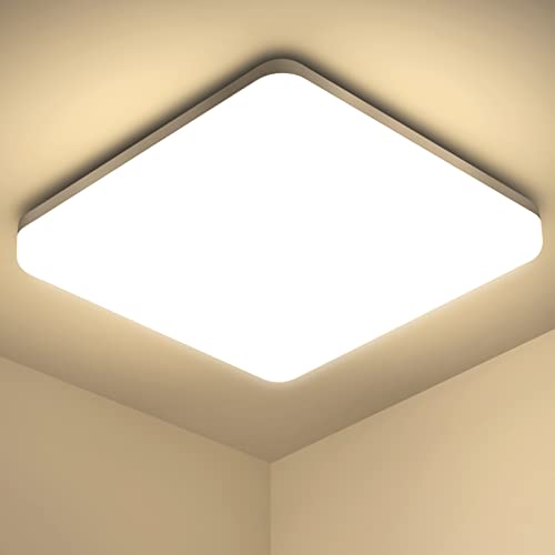 OUILA Plafoniera LED Soffitto Quadrata 20W, Lampada da Soffitto LED Moderno 4000K 1800LM Plafoniera Bagno IP44 Impermeabile Plafoniere da Ufficio Luce Soffitto per Camera da Letto Cucina Soggiorno Balcone