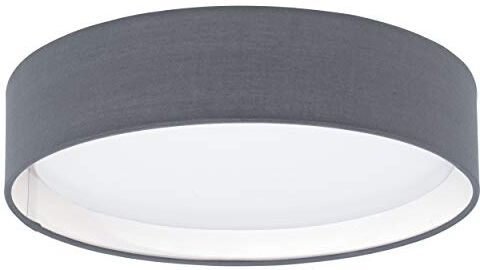 Eglo Plafoniera Led Pasteri, plafoniera, in tessuto, uno punto luce, acciaio, tessuto, plastica, grigio, bianco, diametro 32 cm